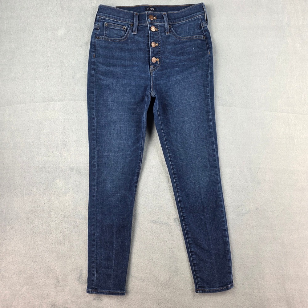J.Crew 10" High-Rise Skinny Jeans Womens 28 Dark Wash Button Fly‎ BK585 FA22
